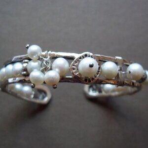 B2310 Silpada Sterling Pearl Cuff Bracelet